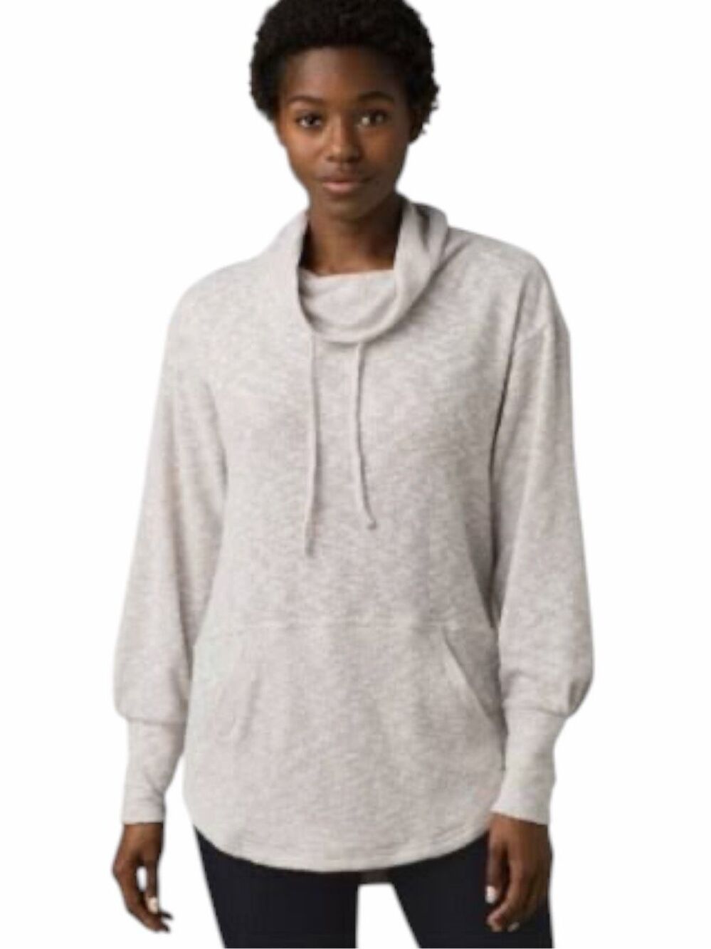 PRANA Frieda Cowl Neck Pullover Top Heather Tan Size Small